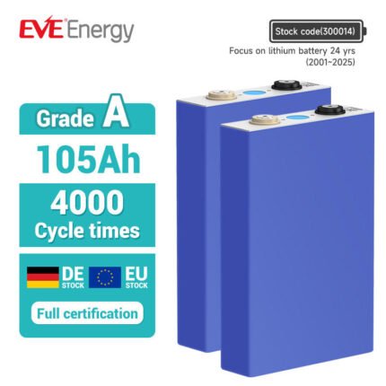 EVE LiFePO4 105Ah 3.2V Lithium Battery Cell – Grade A